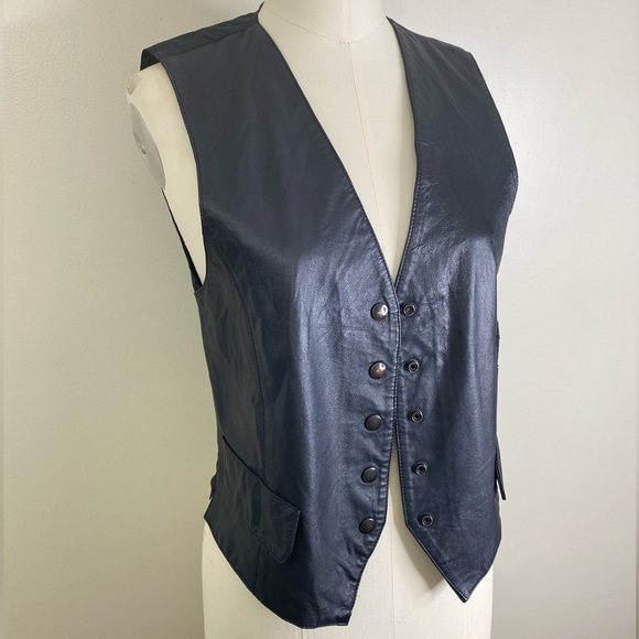 ANNEX LEATHER FRONT LEATHER BACK LINING VEST ONE CHEST POCKET TWO POCKET FLAP - Picture 4 of 14